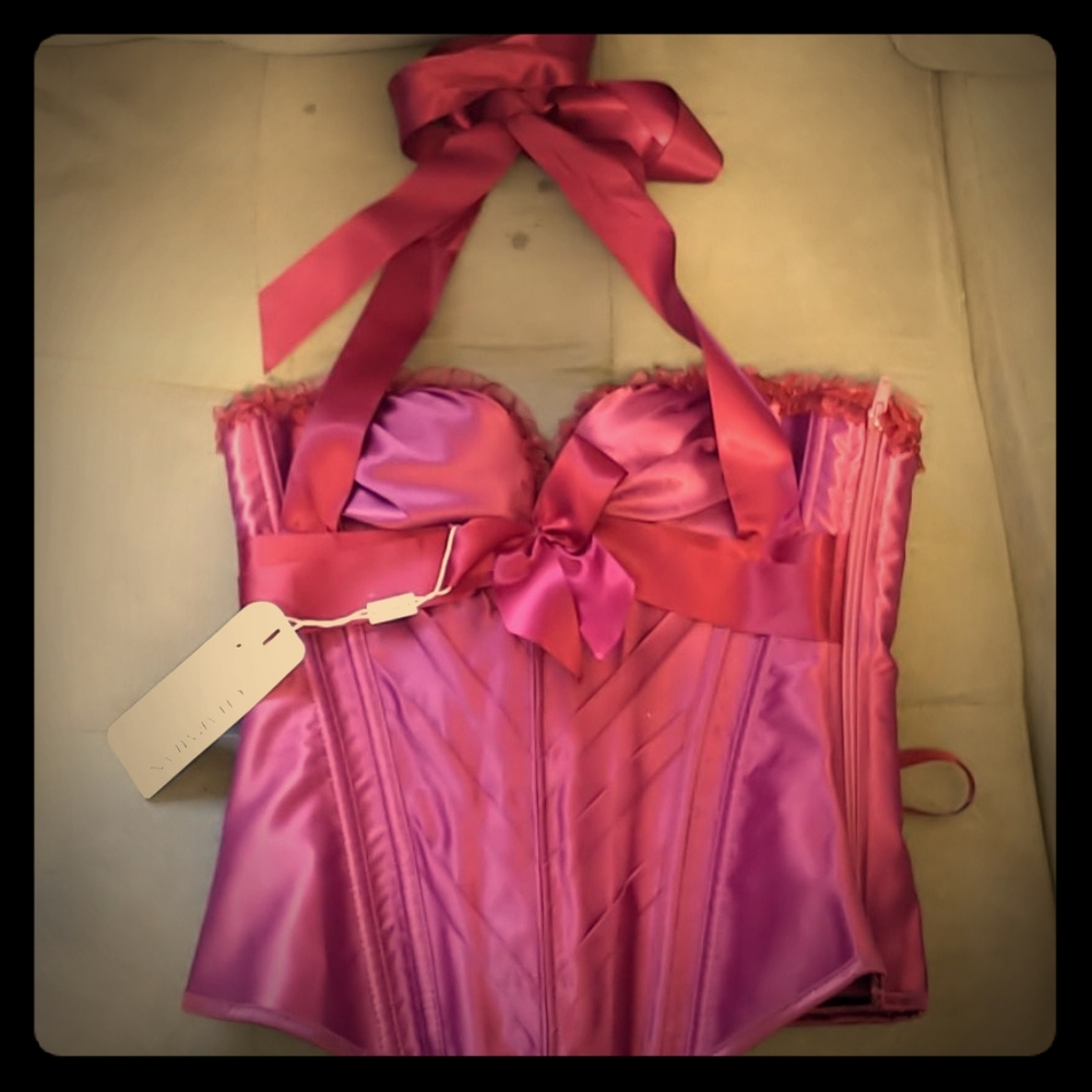 NWT sexy halter pushup corsette plum/purple silk
